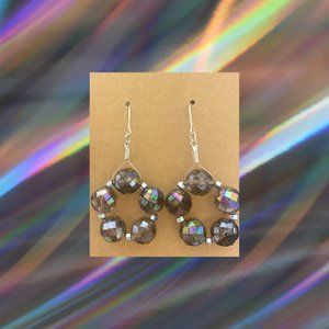 Genuine Rainbow Aura Quartz Crystal & Hematite Earrings